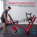 Stazione Fitness Leg Press Machine Macchina Regolabile per Gambe e Squat con Ruote Rosso      