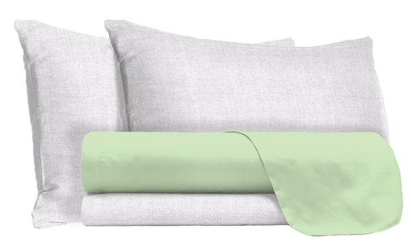 Ensemble de draps et taies d'oreiller en coton pistache différentes tailles acquista