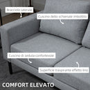 Divano 2 Posti 138x70x83,5 cm in Tessuto Effetto Lino Grigio