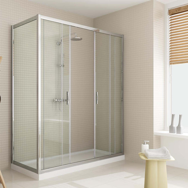 online Cabine de Douche Rectangulaire 2 Portes Coulissantes en Cristal Transparent 6mm H198 Fosterberg Viborg Duo Différentes Tailles