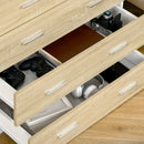 Cassettiera 4 Cassetti 76x35x72 cm in Legno e Maniglie in Alluminio Bianco e Rovere  