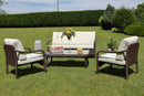 Set Salotto da Giardino 2 Poltrone Tavolino Divano 3 Posti in Polyrattan Adila Class Noce
