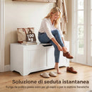 Panca Contenitore 100x40x45 cm Capacità 136L con Coperchio Sollevabile in Legno Bianca      