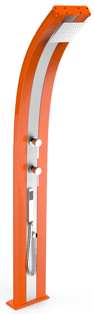 Doccia Solare da Esterno Giardino 40L Miscelatore e Doccetta Mobile Arkema Dada Fascia Inox Arancio prezzo