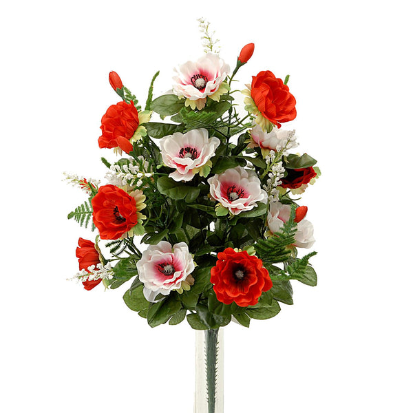 sconto Set 2 Bouquet Artificiel Composé de 14 Fleurs d'Anémones Artificielles Hauteur 46 cm Rouge