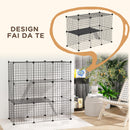 Recinto per Animali Modulabile 105x45x105 cm con 31 Pannelli 2 Porte e 2 Rampe in Acciaio e PP Nero  