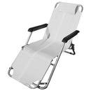 Poltrona Sdraio Bianco in Alluminio con Poggiapiedi Mare Spiaggia Piscina Campeggio