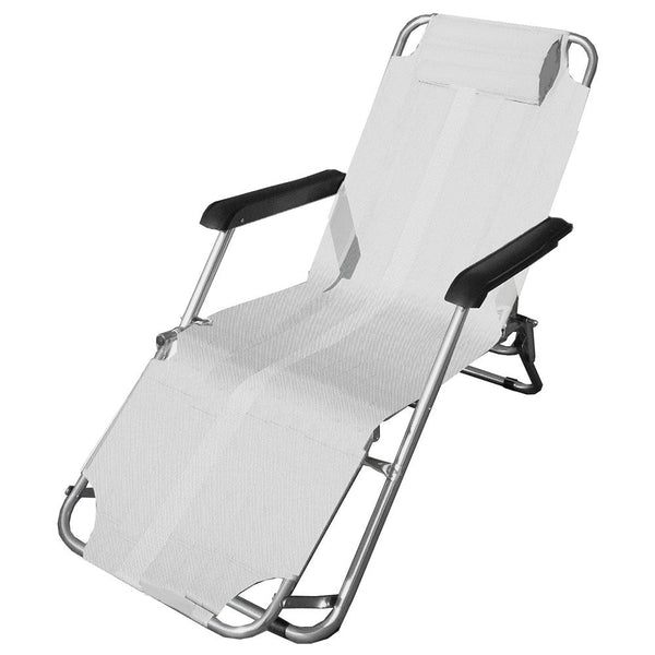 prezzo Chaise longue en aluminium blanc avec repose-pieds Sea Beach Pool Camping