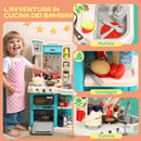 Cucina Giocattolo per Bambini 3-6 Anni con 92 Accessori 44,5x24x79 cm in PP e ABS Verde      