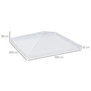 Tetto di Ricambio Impermeabile 3x3m in PVC Impermeabile e Trasparente con Corde di Sicurezza