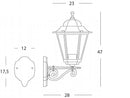 Lampada Applique Grande in Alto Colore Nero e Oro per Esterno Linea Merlet Sovil
