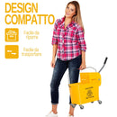 Carrello Pulizie Secchio 20L con Separatore Acqua e Strizzatore Rimovibile 60x27x70.5 cm 