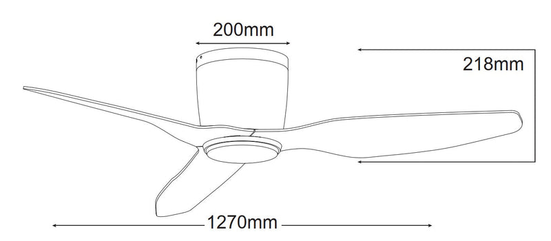 Ventilatore da Soffitto con 3 Pale in Abs Ø127 cm 3 Velocità Martec Flush Nero