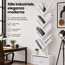 Libreria Moderna a 10 Ripiani 149x38x20 cm con Cassetto in Tessuto in MDF Bianco      