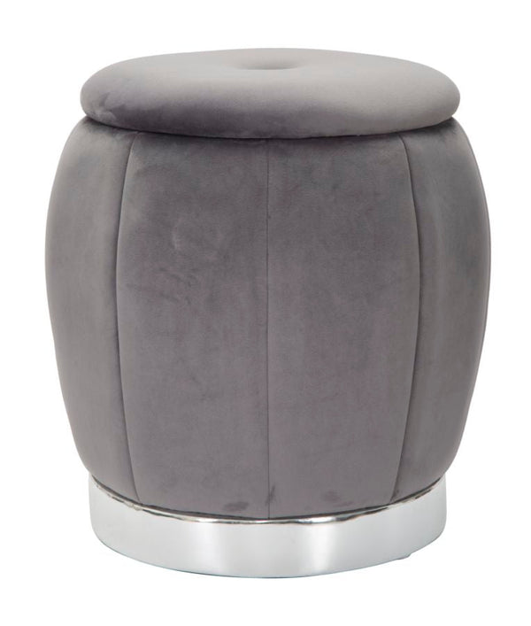 acquista Conteneur Puff Paris Ø43x43 cm en Bois Éponge et Polyester Gris et Argent