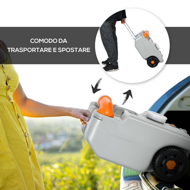 Serbatoio per Acqua da Campeggio 22L Indicatore con Livello di Liquido con Ruote Grigio  