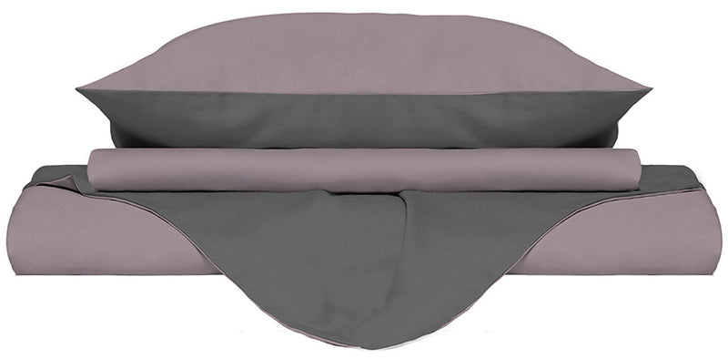 Copripiumino con Sacco e Federe Doubleface Rosa Antico\/Fumo Varie Misure