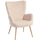 Poltrona per Salotto Moderna 71x74x97,5 cm con Schienale Alto in Tessuto Sherpa Beige
