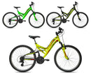 Bicicletta MTB Ragazzo 26” 6 Velocità Vyper Biammortizzata Giallo o Nero o Verde
