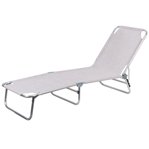 Lettino Mare Richiudibile 190x58x27 cm Struttura in Alluminio e Copertura in PVC e Poliestere Ecrù Viareggio acquista