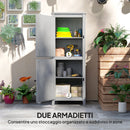 Armadio Porta Attrezzi da Esterno 60x 60x160 cm con 2 Armadietti con Blocco in Legno di Abete Grigio   