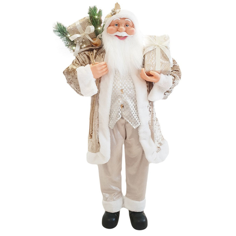 Pupazzo Babbo Natale H110 cm con Luci e Suoni Champagne