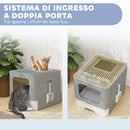 Lettiera per Gatti Chiusa 60L con Coperchio Vassoio Estraibile Paletta Antiperdita Facile da Pulire in PP Grigio      