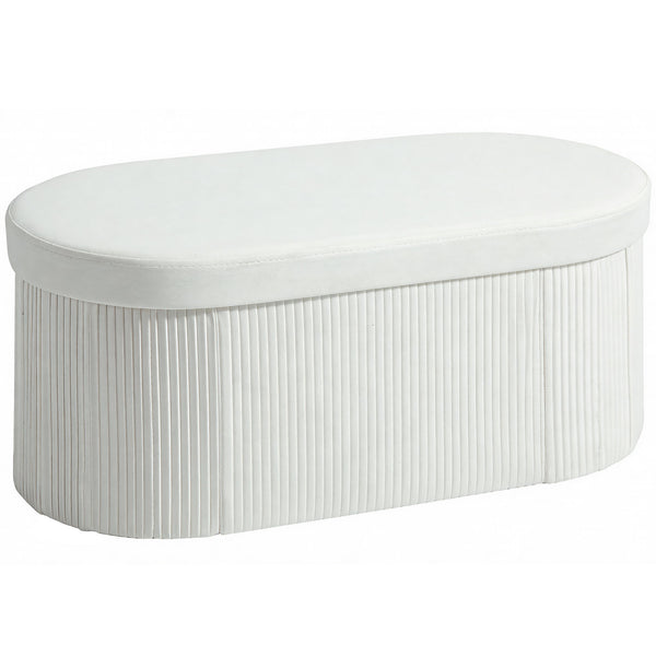 online Pouf Contenitore Pieghevole 76x38x35 cm con Vano da 72L e Rivestimento in Velluto Crema