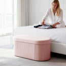Pouf Contenitore Pieghevole 76x38x35 cm con Vano da 72L e Rivestimento in Velluto Rosa      