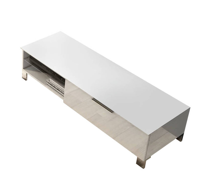 Mobile TV 1 Anta a Ribalta 2 Nicchie 31x128x45cm TFT  Sola Bianco Lucido