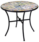 Set da Giardino Tavolo e 4 Sedie in Metallo con Mosaico Trapani Nero