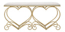 Panca Heart Crema 105x37,5x51,5 cm in Ferro e MDF e Spugna e Poliestere Oro e Rosa