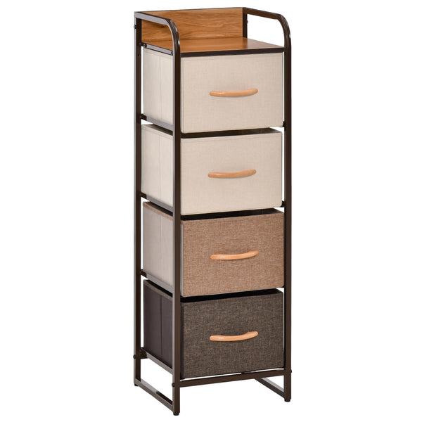 online Cassettiera 4 Cassetti Pieghevoli 31x29x99 cm in Tessuto e Struttura in Legno e Metallo Multicolore