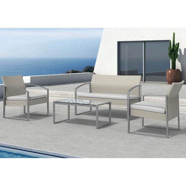 online Salon de jardin canapé + 2 fauteuils + table basse Alicante blanche