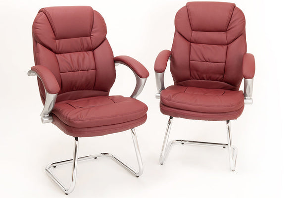 Paire de Chaises Visiteurs Bozzini Roger Bordeaux Simili Cuir acquista