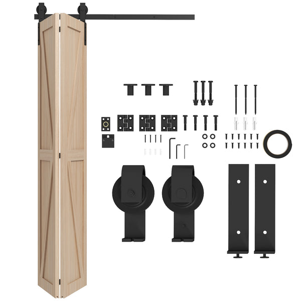Kit Porta Scorrevole a Libro 122x0.5x4 cm con Binario e Cerniere in Acciaio al Carbonio Nero online