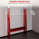 Set 2 Cavalletti da Lavoro Telescopici e Pieghevoli 68x58x80 cm  in Acciaio Q195 Rosso e Argento   