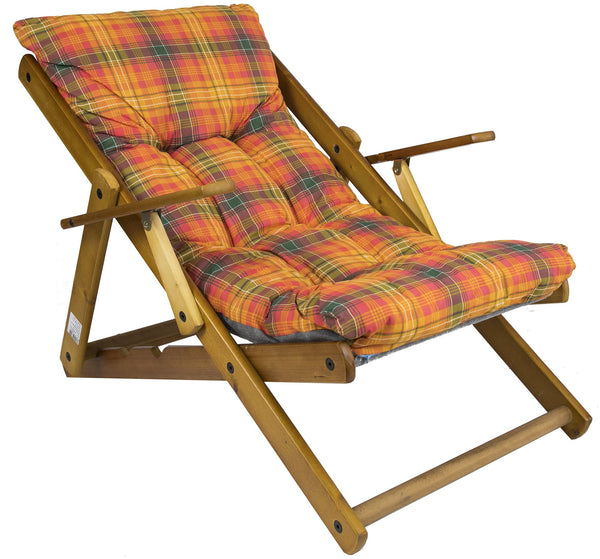 Fauteuil Relax 3 Positions en Bois avec Coussin Rembourré Rouge acquista