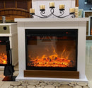 Camino Elettrico da Pavimento 70x80x30 cm Effetto Fiamma 1500W Sting & Lorance Bianco/noce