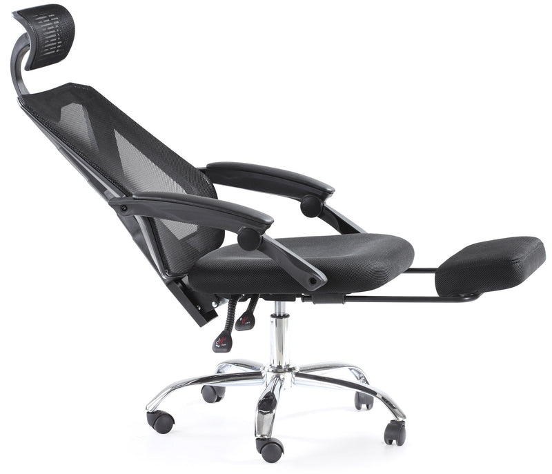 Sedia Presidenziale da Ufficio Schienale Reclinabile in Tessuto Nera