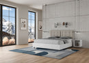 Letto Matrimoniale con Alzata Comoda Struttura Bianco Frassico con Cuscini in Similpelle Annalisa Tortora Varie Misure