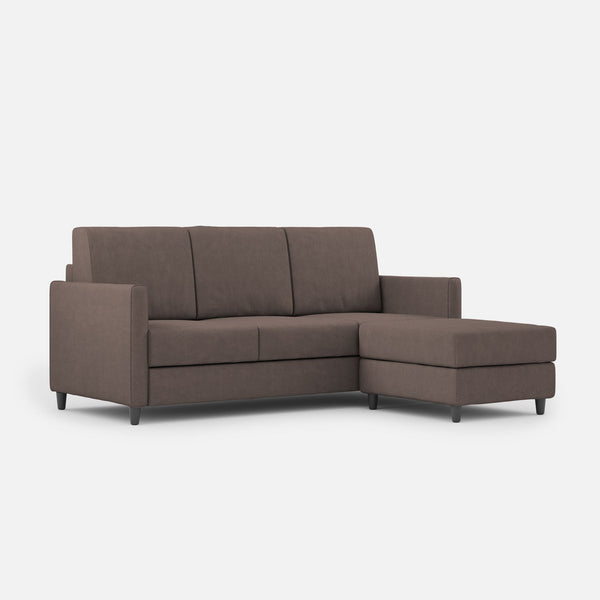 Canapé 3 places avec pouf 198x155x85 cm Karay en tissu taupe acquista