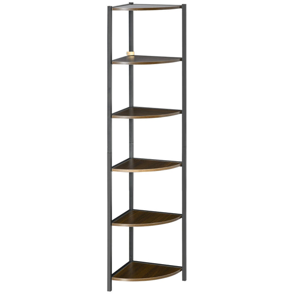 Bibliothèque d'angle moderne avec 6 étagères 34x34x166 cm en métal marron et noir et MDF prezzo