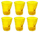 Set 6 Bicchieri Accartocciati 22 cl Ø8 cm in Vetro Pressato Kaleidos Gialli