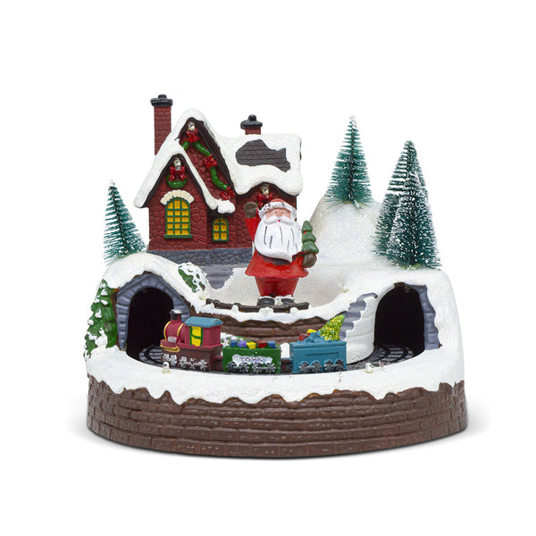 prezzo Village de Noël 20x20x16 cm avec Train, Lumières, Sons et Mouvement