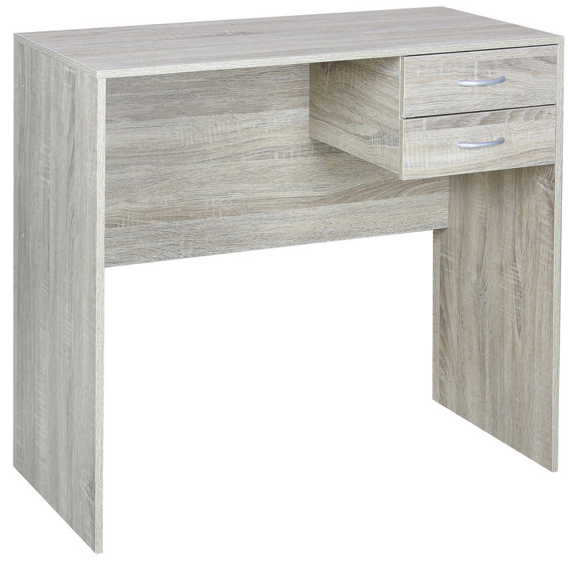 Scrivania Scrittoio 80x40x76 cm con 2 Cassetti in Melamina