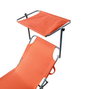 Lettino Prendisole Pieghevole con Schienale Regolabile e Parasole Arancio