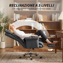 Sedia da Ufficio Girevole Reclinabile a 3 Livelli 80x80x106-114A cm con Doppia Imbottitura Poggiapiedi in Flanella Grigio Scuro      