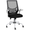 Sedia Operativa Ergonomica Altezza regolabile 94-104 cm Tessuto Effetto Lino Bianco e Nero 