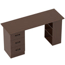 Scrivania Moderna 140x48x72 cm con 3 Cassetti e 3 Ripiani in Truciolato Color Noce      